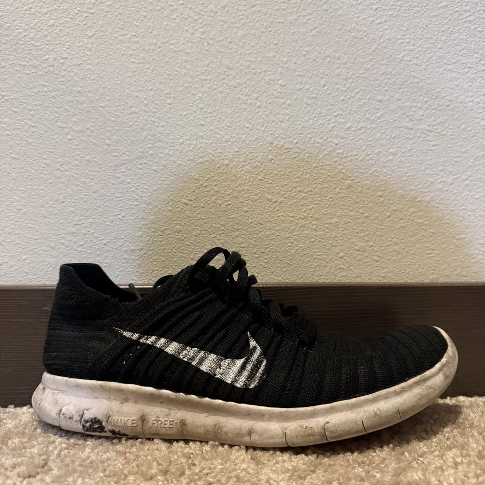 Nike Free RN Flyknit Shoes Womens Size 7.5 Black Running Sneakers 831070-001